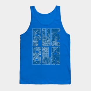 Puebla, Mexico Map Typography - Blueprint Tank Top